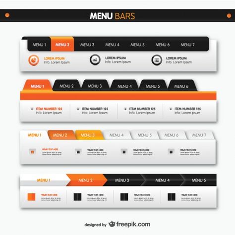 Menu Bars | Graphicview.net Menu Bar Design Website, Tabs Ui, Navigation Design, Mobile App Design Inspiration, App Interface Design, Mobile Web Design, Navigation Bar, Free Website Templates, Web Elements