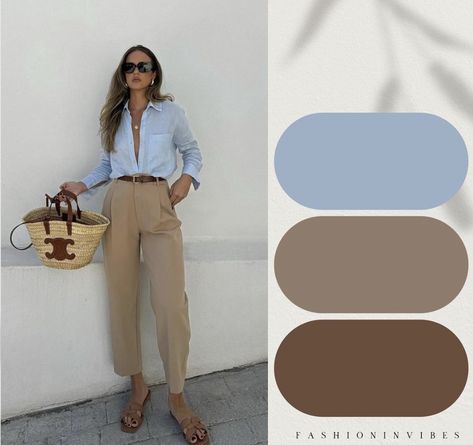 Hot Outfit Ideas, Autumn Color Palette Fashion, Pants Outfit Work, Tan Outfit, Color Design Inspiration, Color Combinations For Clothes, Beige Outfit, Stylish Work Outfits, Interview Outfit