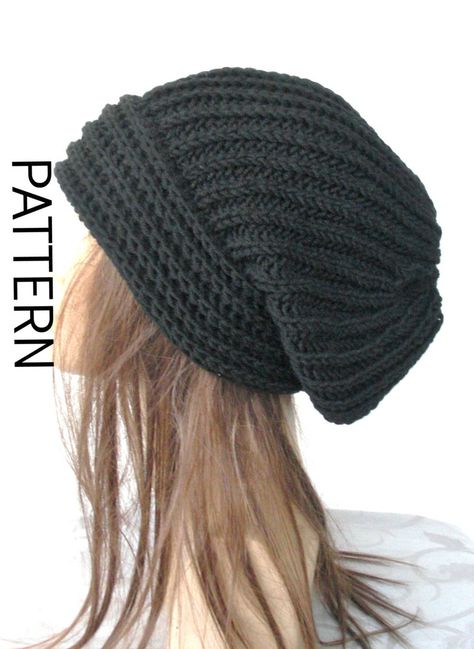 Slouchy Beani Hat KNITTING PATTERN PDF Slouchy Beanie Knit | Etsy Knit Slouchy Hat Pattern, Beanie Slouchy, Slouchy Hat Pattern, Knit Slouchy Hats, Knit Beanie Pattern, Popular Hats, Crochet Sun Hat, Crochet Hat For Women, Hat Knitting Pattern