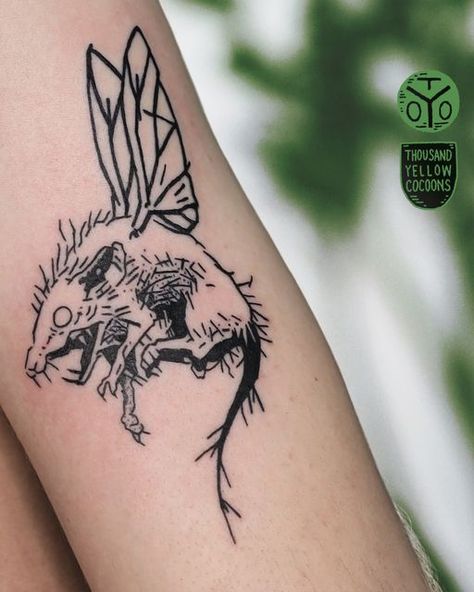 Possum Skull Tattoo, Possum Sketch, Possum Tattoo Simple, Surreal Art Tattoo, Dark Tattoo Designs, Possum Tattoo, Opossum Tattoo, Faerie Tattoo, Possum Art