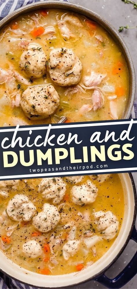 Simple Chicken And Dumplings, Recipe With Canned Biscuits, Easy Chicken And Dumplings, Rainy Day Recipes, Chicken Dumpling Soup, Chicken And Dumplings Recipe, Chicken Dumplings, Canned Biscuits, Dumplings For Soup