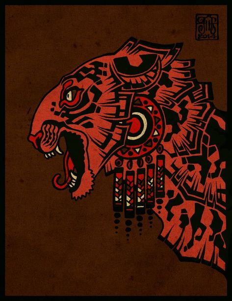 Aztec Art Patterns, Aztec Art Drawings, Aztec Art Tattoo, Jaguar Tattoo, Mayan Tattoos, Mexican Culture Art, Mayan Art, Aztec Art, Art Patterns