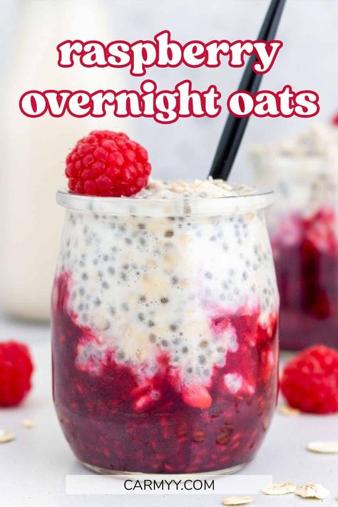 The perfect balance of sweet and tart, this raspberry overnight oats recipe is such a delicious and nutritious way to start your day. This recipe makes for a wonderfully hearty breakfast meal prep that doubles as a mid-day snack. You only need 7 ingredients to make this easy overnight oats recipe. Raspberry Jam Overnight Oats, Overnight Oats Recipe Raspberry, Raspberry Overnight Oats Healthy, Raspberry Cheesecake Overnight Oats, Drinkable Overnight Oats, Raspberry Breakfast Recipes, Overnight Oats Raspberry, Nurse Lunch, Overnite Oats