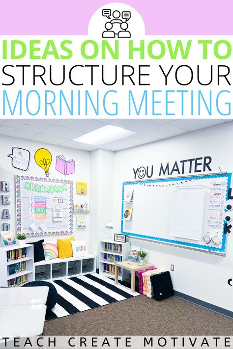 Morning meetings can support social-emotional learning in all the best ways! Use some of these morning meeting ideas to work on social-emotional skills and community building to give your day a positive start. (morning routine, elementary, SEL, class meeting, classroom community, morning meeting routines) Morning Meeting Board, Elementary Sel, Middle School Reading Classroom, Morning Meeting Ideas, Classroom Morning Routine, Start Morning, Class Meeting, Goal Setting For Students, Social Emotional Learning Lessons