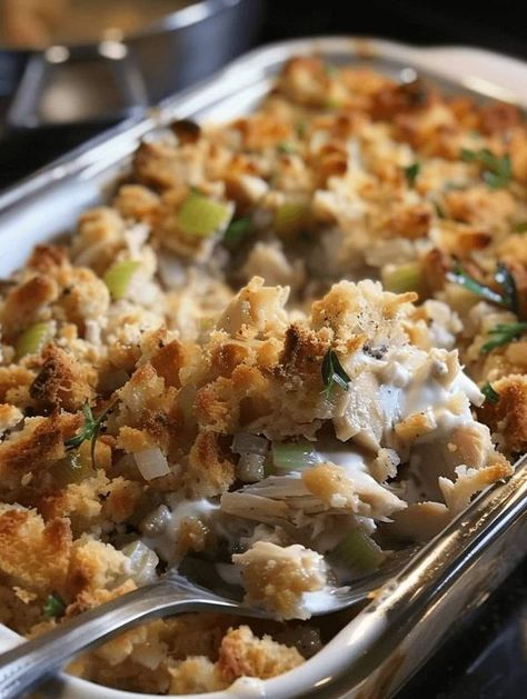 Mexican kitchen Recipes | ROTISSERIE CHICKEN AND STUFFING CASSEROLE | Facebook Rotisserie Chicken And Stuffing, Recipes Rotisserie Chicken, Easy Stuffing Recipe, Stove Top Stuffing, Chicken And Stuffing, Stove Top Stuffing Mix, Chicken Stuffing Casserole, Homemade Stuffing, Grandma Cooking