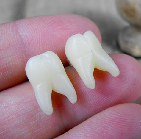 Human Teeth, Halloween Clay, Very Scary, Diy Crafts To Do, Dental Hygiene, Polymer Clay Projects, Studs Earrings, Earrings Studs, Tiny Humans