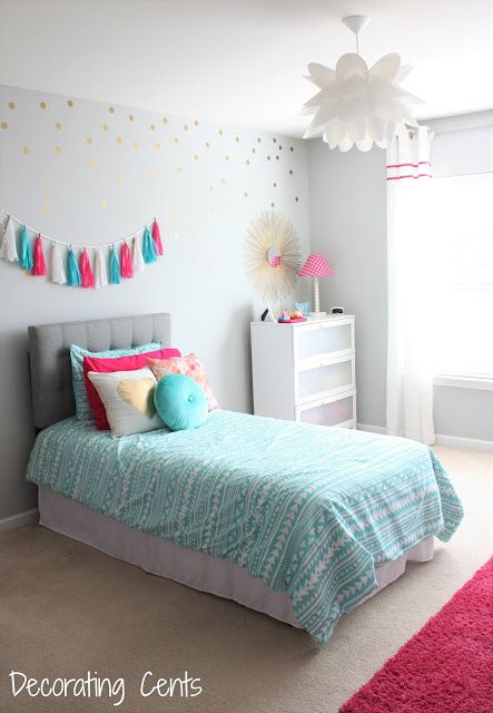 Girls Teal Bedroom, Teal Girls Room, Pink And Teal Bedroom, Teal And Pink Bedroom, Aqua Bedrooms, Teal Rooms, Girls Bedroom Makeover, Teal Bedroom, Toddler Girl Room