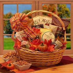 I love gift baskets. I love gifts that are actually a lot of gifts in one big package :-)   But the thing is that that is usually a lot... Fall Basket Ideas, Referral Ideas, Fall Baskets, Barbecue Chips, Spa Baskets, Thanksgiving Gift Basket, Thanksgiving Baskets, Fundraiser Baskets, Marketing Gifts