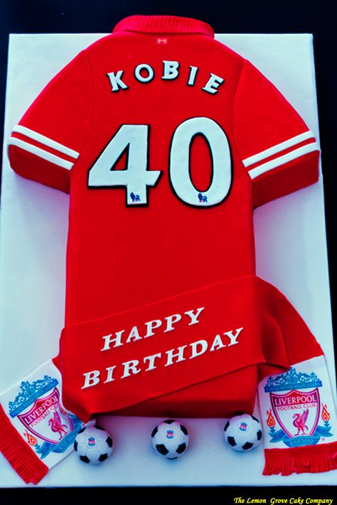 Liverpool Football Jersey Cake Football Jersey Cake, Liverpool Cake, Jersey Cake, Shirt Cake, Football Cake, Cake Boss, 11th Birthday, Liverpool Football, Birthday Cookies