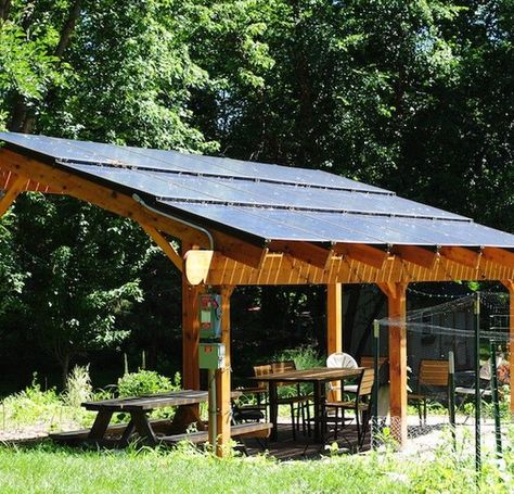 Solar Panel Roof, Solar Pergola, Gazebo Lighting, Canopy Architecture, Backyard Canopy, Garden Canopy, Diy Canopy, Patio Canopy, Solar Roof