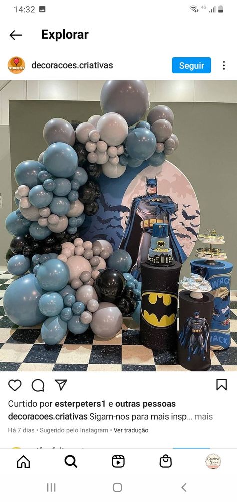 Baloon Garland, Batman Party Decorations, Batman Themed Birthday Party, Batman Baby Shower, Balloon Birthday Themes, Batman Decor, Batman Wedding, Baby Batman, Batman Birthday Party