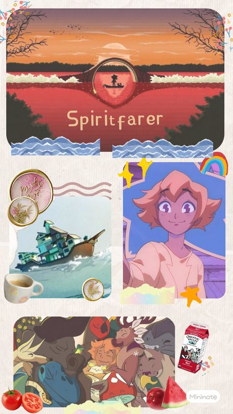 #moodboard #game #gamer #aesthetic #notes #cute Spiritfarer Wallpaper, Spirit Farer, Gamer Aesthetic, Notes Cute, Game Posters, Spanish Inquisition, Ghost Games, Aesthetic Notes, Games Ideas