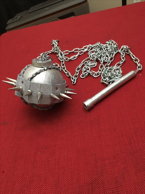 Gogo Yubari Meteor Hammer Flail  Rubber ball Necklace chain - cut in half Foam paper Nails Spikes Bottle cap Screw in Eyelet Chain Glow stick   #KillBill #MeteorHammer #Flail #DIY #Halloween #gogoyubari Meteor Hammer Tattoo, Meteor Hammer Art, Spike Ball And Chain Tattoo, Spike Ball Tattoo, Ball And Chain Tattoo, Meteor Hammer, Pata Daisy, Paper Nails, Gogo Yubari