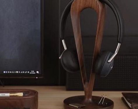 One-of-a-kind wood creatures, only for you. Diy Headphone Stand, Wood Headphones, Diy Headphones, Headset Stand, Headphone Stand, Headphone Holder, Hanger Stand, Cable Holder, Headphone Stands