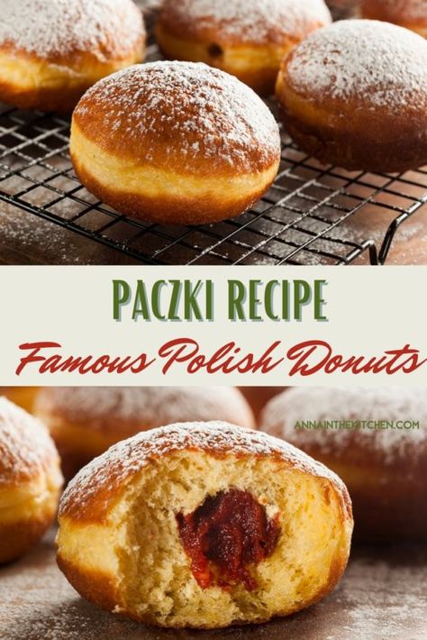 Custard Filled Polish Paczki, Polish Doughnut Recipe, Packzi Recipe Easy, Paczki Recipe Polish, Polish Donuts Recipes, Homemade Paczki, Packzi Recipe, Paczki Recipe Easy, Paczki Recipe