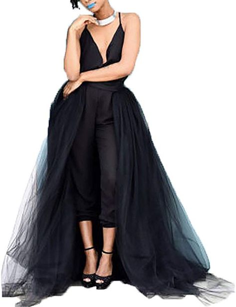 Amazon.com: Women Wedding Maxi Tulle Skirts Detachable Train Black: Clothing Jumpsuit Wedding Dress, Long Tutu Skirt, Fairy Princess Costume, Tulle Wedding Skirt, Tea Length Tulle, Long Veil Wedding, Long Tutu, Tulle Long Skirt, Detachable Skirt