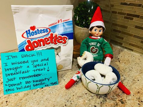 Elf On The Shelf Cinnamon Rolls, Elf On The Shelf Donut Ideas, Classroom Elf, Elf Stuff, Elf Shenanigans, Elf Ideas Easy, Elf Kit, Awesome Elf On The Shelf Ideas, Elf Activities