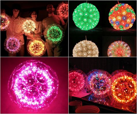 DIY Sparkle Ball with String Lights and Plastic Cups Party Tent Lighting, Diy Christmas Lights, Christmas Light Installation, Sparkle Ball, Diy Cups, Navidad Diy, Ball Lights, Party Lights, Plastic Cups