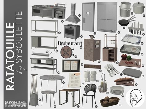 Ratatouille Restaurant, Sims 4 Restaurant, Lotes The Sims 4, Sims 4 Kitchen, Mod Furniture, Sims 4 House Building, The Sims 4 Packs, Sims 4 Expansions, Free Sims