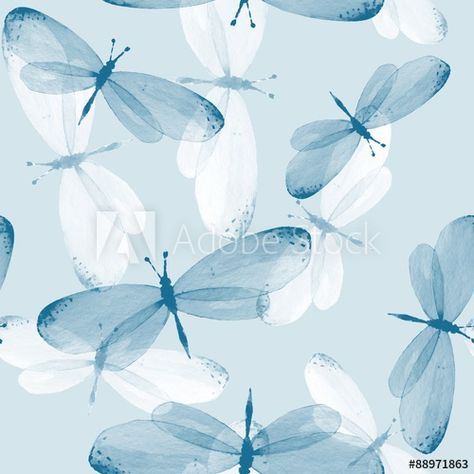 The pattern of butterflies. Seamless background. Watercolor illustration 12 wall mural wallpaper | Muraledesign.com Dragonfly Wallpaper, Butterfly Prints, Wallpaper Watercolor, Wallpaper Pink And White, Photo Mural, Brick Wallpaper, Seamless Background, Geometric Wallpaper, Print Wallpaper