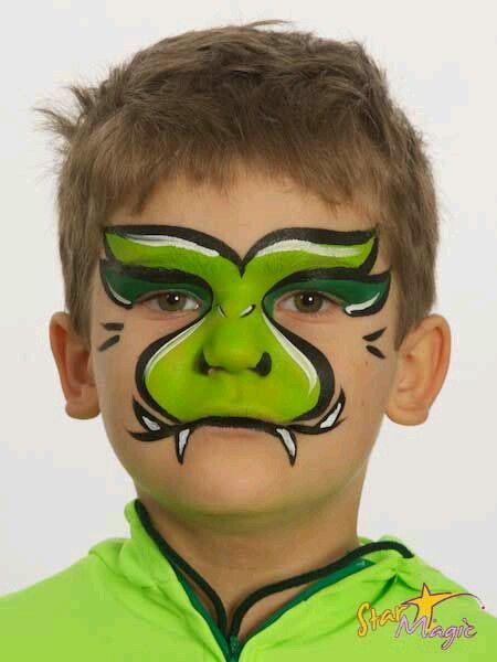 simple dragon face paint Monster Face Painting, Dragon Face Painting, Mime Face Paint, Makeup Faces, Serpent Dragon, Face Painting For Boys, Face Painting Tutorials, Dragon Face, Face Paints