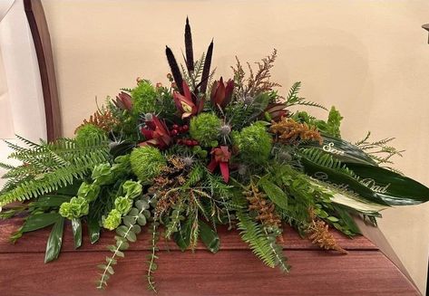 Headstones Decorations, Casket Spray, Casket Flowers, Casket Sprays, Kangaroo Paw, Sympathy Flowers, Diy Wreath, Flower Arrangement, Flower Shop