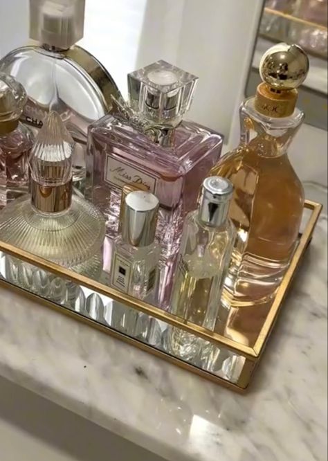 Perfume tray, miss dior, mirror tray, gold, golden decor, aesthetic, coquette decor, bedside table decor Perfume Tray Aesthetic Bedroom, Perfume Holder Tray, Golden Tray Decor, Perfume Mirror Tray, Aesthetic Perfume Tray, Dior Bedroom Aesthetic, Gold Perfume Tray, Perfume Tray Aesthetic, Perfume Tray Decor