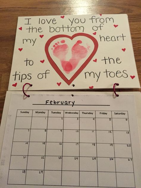 Infant Calendar Ideas, February Lesson Plans For Infants, Footprint Calendar Ideas, February Crafts For Infants, Winter Art For Infants, February Calendar Ideas, Diy Calendar Ideas, Craft Calendar, Turtle Classroom