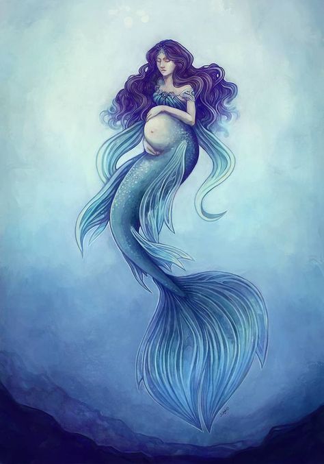 Mother by Syllie on DeviantArt Pregnant Mermaid, Mermaid Drawing, Mermaid Stories, Anime Mermaid, Fantasy Mermaids, Mermaid Drawings, Mermaid Painting, Mermaid Pictures, Mermaids And Mermen