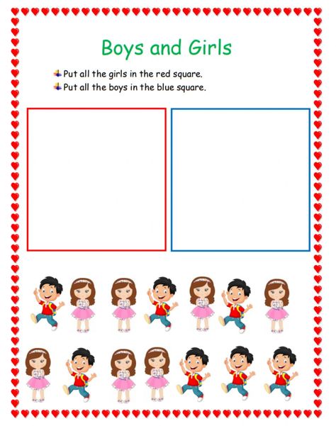 Gender Activities Preschool, Verbs For Kids, Activities For Girls, Activities For Boys, Baby Activity, English Worksheets For Kids, English Worksheets, Class Activities, English Class