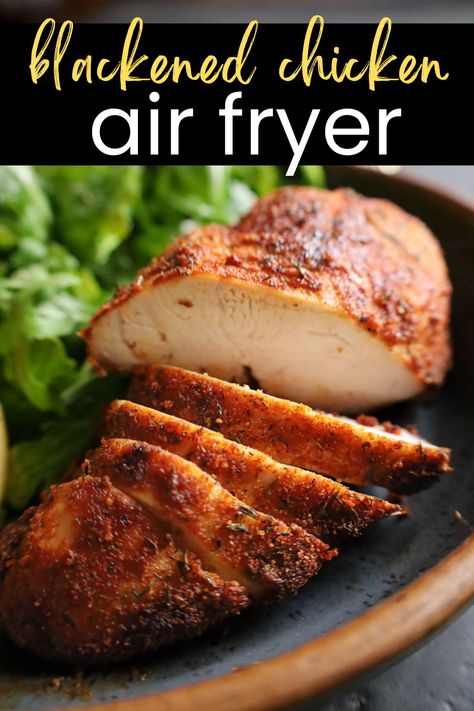 This air fryer chicken is coated in a special blackening seasoning and then cooked to juicy perfection in under 20 minutes. Air Fryer Blackened Chicken, Dinner Chicken Breast, Weeknight Dinner Chicken, Chicken In The Air Fryer, Blackening Seasoning, Blackened Chicken Recipe, Blackened Chicken, Dinner Chicken, Easy Air Fryer