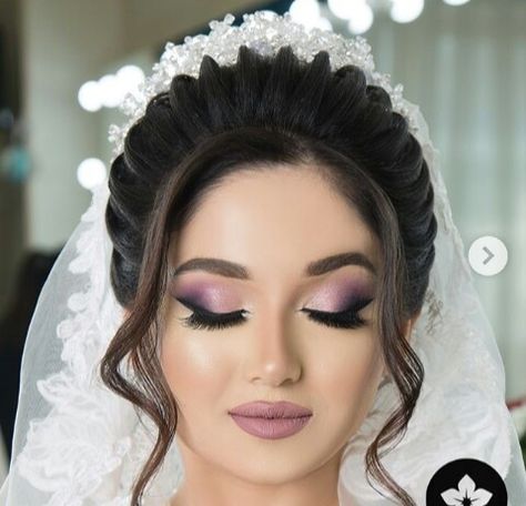 Aystar Christian Wedding Eye Makeup, Christian Eye Makeup, Lavender Bride Makeup, Christian Bride Eye Makeup, Christian Wedding Cake Designs, Christian Bride Makeup Look, Portfolio Makeup Looks, Christian Wedding Makeup Look, Christian Bridal Hairstyle With Veil