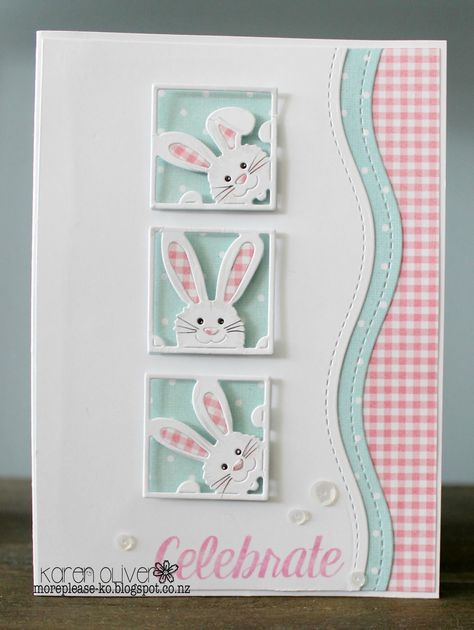 Frantic Stamper Happenings: Peeking Bunnies (Karen Oliver) Stampin Up Easter, Easter Cards Handmade, Frantic Stamper, Cricut Cards, Spring Cards, Easter Card, Creative Cards, Easter Cards, Baby Cards