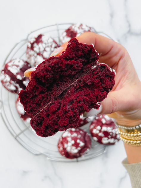 Red Velvet Cake Cookies (Vegan, Gluten-Free) - Kathleen Ashmore Red Velvet Cake Cookies, Kathleen Ashmore, Red Velvet Cookies, Cookies Vegan, Valentines Day Cakes, Valentines Day Desserts, British Baking, Vegan And Gluten Free, Cookie Calories