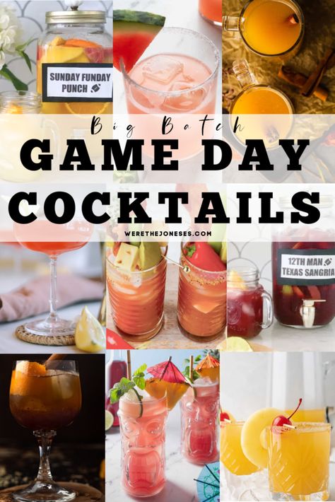 13 Best Big Batched Cocktails to Make at Your Super Bowl Party | Easy Football Party Drinks » We're The Joneses Football Cocktail Recipes, Football Party Cocktails, Football Cocktails, Super Bowl Party Drinks, Football Party Drinks, Batched Cocktails, Super Bowl Drinks, Superbowl Cocktails, Superbowl Ideas