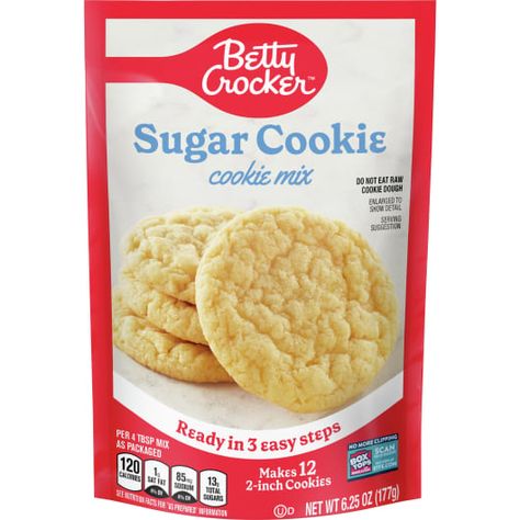 Betty Crocker™ Snack Size Sugar Cookie Mix - BettyCrocker.com Betty Crocker Sugar Cookie, Betty Crocker Sugar Cookie Mix, Betty Crocker Cookie Mix, Gingerbread Cookie Mix, Betty Crocker Cookies, Betty Crocker Sugar Cookies, Betty Crocker Recipes, Yummy Sugar Cookies, Sugar Cookie Mix