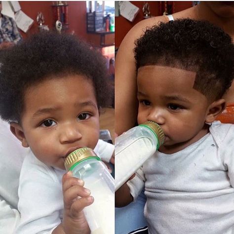 First cut cute! But he looks a little grown with that cut in my opinion lol Baby Boy Hairstyles Black, Black Baby Boy Hairstyles, Baby Boy Long Hair, Baby Boy Haircut Styles, Baby Boy First Haircut, Boy Hairstyles Black, Baby Boy Haircut, Boys First Haircut, Black Baby Boy