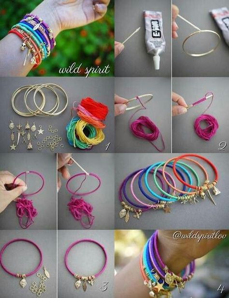 Make your own jewelry.   Crafty teens DIY Diy Jewelry Tutorials, Wrap Bangles, Diy Wrap, Diy Bracelets Easy, Crafts To Make And Sell, Upcycled Crafts, Diy Schmuck, Diy Crafts To Sell, Jewelry Tutorials