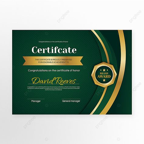 Dark Green Academic Achievement Certificate Certificate Layout, Green Certificate, Achievement Certificate, Certificate Design Template, Gold Certificate, Circle Logo Design, Certificate Of Achievement, Green Wave, Academic Achievement