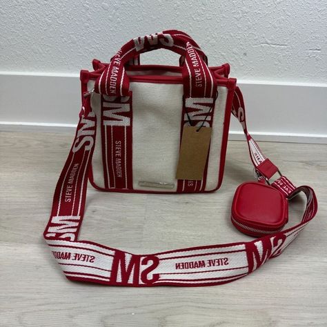 Steve Madden Bwebber Crossbody Tote Bag Red Beige Tiktok New Steve Madden Bags, Crossbody Tote Bag, Crossbody Tote, New Color, Crossbody Bags, Steve Madden, Tote Bag, Red, Women Shopping