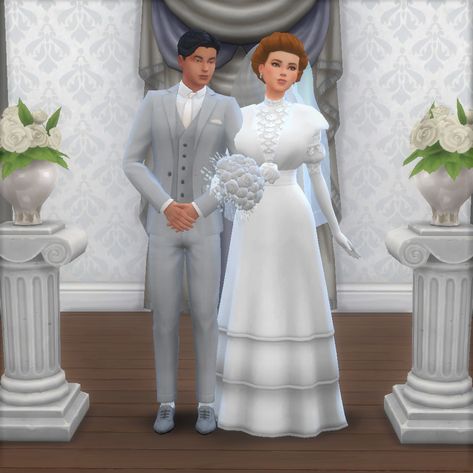 1920 Wedding Dress, Historical Wedding Dresses, Sims Traits, Sims 4 Wedding Dress, Hair Veil, Sims Poses, Cc Packs, Sims 4 Decades Challenge, 1920 Dress