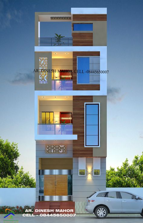 15×45 House Design Elevation, Small Home Elevations Modern, South Face Elevation Designs G+2, 20ft Front Elevation, 15 Ft Front Elevation, South Face House Elevation, Front Elevation Designs 4 Floors, 15×45 House Design, 20 Ft Front Elevation