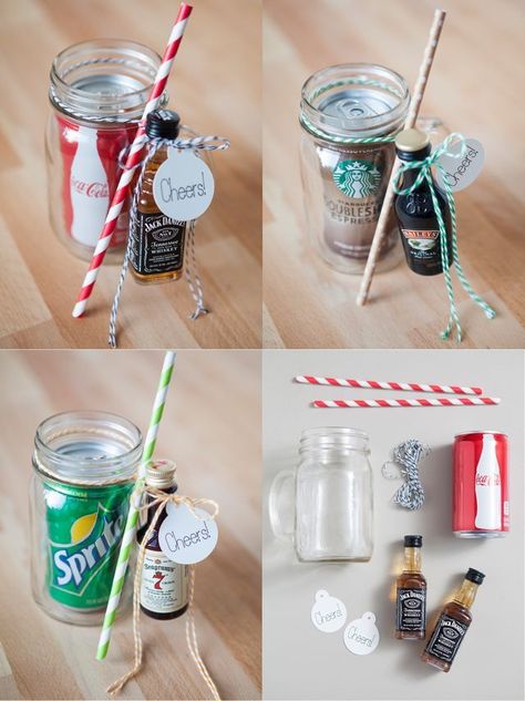 Mason Jar Cocktail Gifts, Mason Jar Cocktails, Liquor Gifts, Cocktail Gifts, Alcohol Gifts, Mason Jar Gifts, Navidad Diy, Homemade Christmas Gifts, Jar Gifts