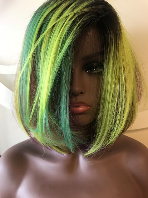 Hair Color Bob, Color Bob Wig, Colorful Bob, Neon Hair Color, Color Bob, Neon Hair, Hair Stylists, Bob Wig, Bob Wigs