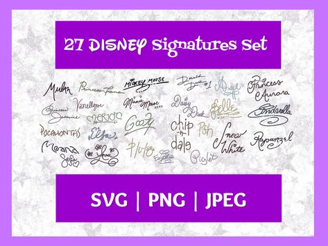 Princess Signature, Character Signatures, Disney Characters Signatures, Disney Signatures, All Disney Characters, Flower Svg Files, Disney Princess Characters, Disney Character, Flower Svg