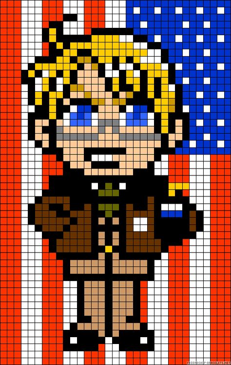 America (Allied Forces) Hetalia  Perler Bead Pattern Perler Anime, Hamma Beads, Beads Patterns, Pixel Art Templates, Melty Beads, Minecraft Pixel Art, Anime Pixel Art, Melting Beads, Beaded Cross