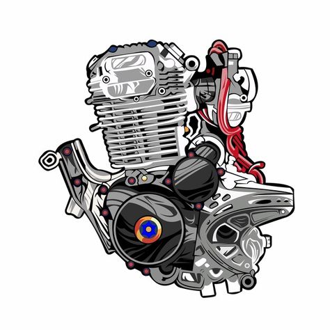 Inspiration for cool motorbike engines s... | Premium Vector #Freepik #vector Mesin Motor, Motor Balap, One Piece Cartoon, Tiger Pictures, Graffiti Wallpaper, Honda Cb, Automotive Design, Premium Vector, Vector Illustration