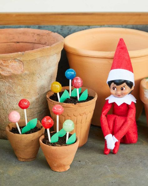 elf on the shelf with candy flowers Elf On The Shelf Ideas For Toddlers Diy, Elf On Shelf At Disney World, Elf On The Shelf Planting Seeds, Multi Elf On The Shelf Ideas, Elf On The Shelf Sensory Ideas, Elf On A Shelf Accessories, Elf On The Shelf Valentines Day, Elf On The Shelf Ideas Alphabet, Twister Elf On The Shelf