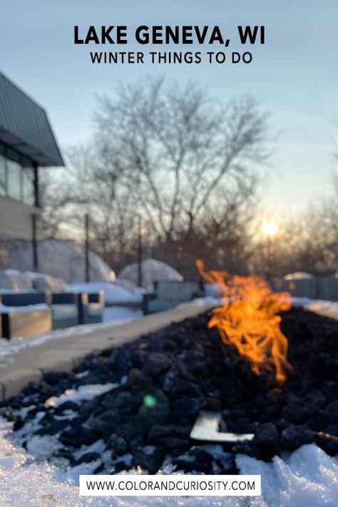 Fire pit feature at the Ridge Hotel Lake Geneva with igloo structures in the background Things To Do In Wisconsin Winter, Lake Geneva Wisconsin Restaurants, Lake Geneva Wisconsin Winter, Winter In Wisconsin, Lake Geneva Wisconsin Fall, Pinterest Lifestyle, Wisconsin Winter, Lake Geneva Wisconsin, Travel Wisconsin