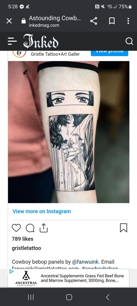 Cowboy Bebop Tattoo, Attack On Titan Tattoo, Food Tattoos, Mouthwatering Food, Grunge Tattoo, Snake Tattoo Design, Jewelry Tattoo, Cartoon Tattoos, Aesthetic Tattoo